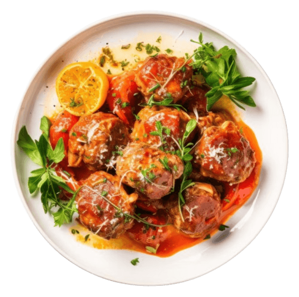 Mozzarella-Stuffed Meatballs in Tomato Sauce